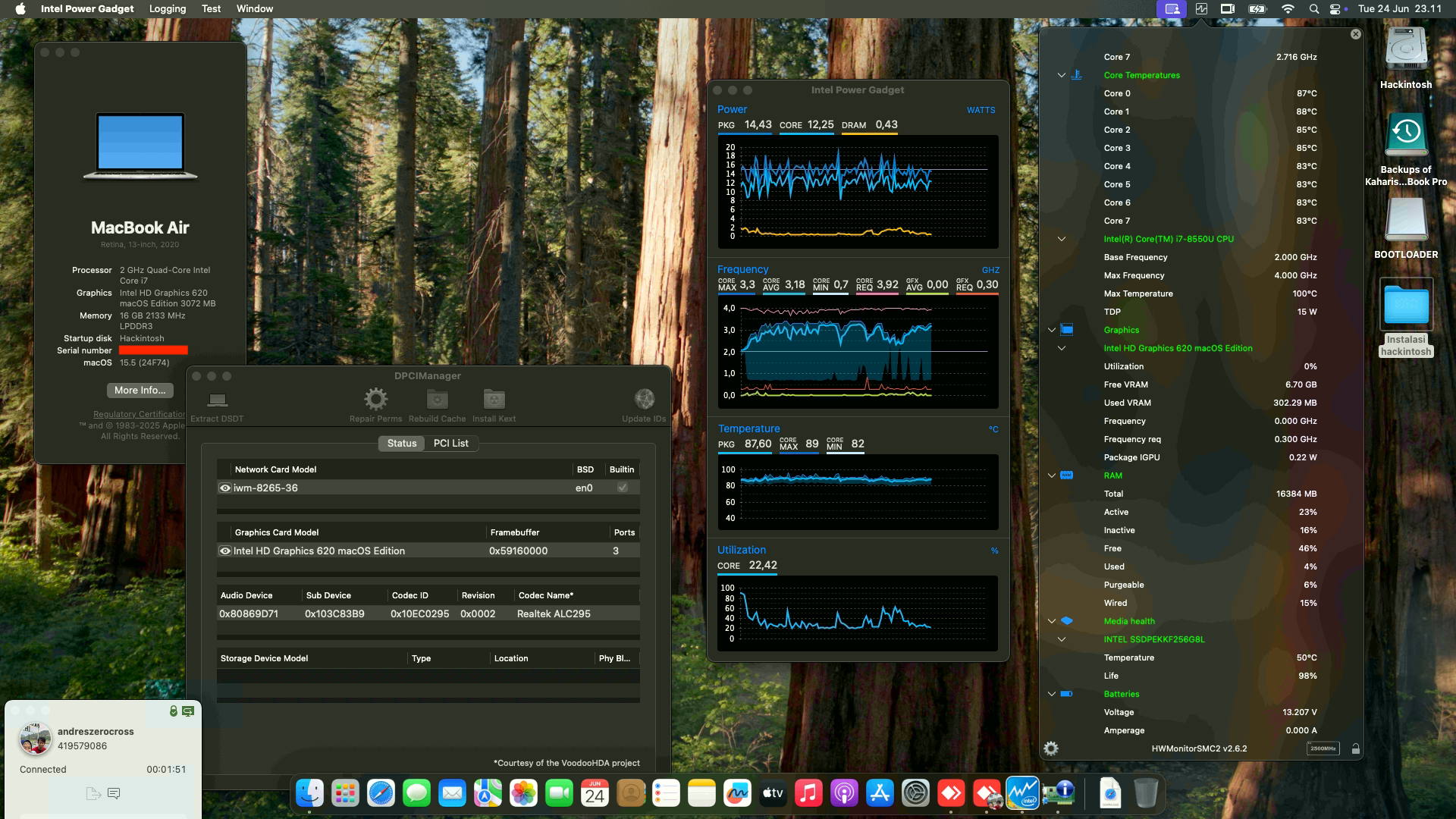 Success Hackintosh macOS Sequoia 15.5 Build 24F74 at HP Spectre X360 13-AE0XX Convertible